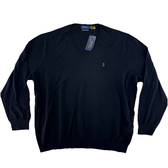 Polo Ralph Lauren Other - Polo Ralph Lauren Washable Merino Wool V Neck Lightweight Sweater Mens 4xB Black